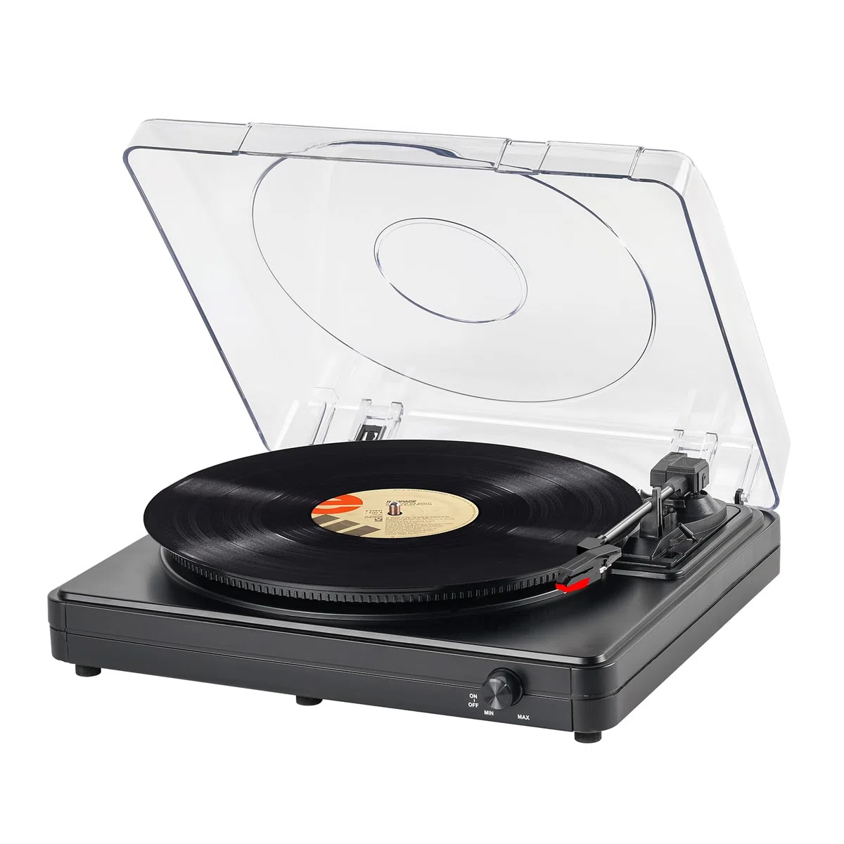 Vintage Plattenspieler 3-Gang-Bluetooth-Plattenspieler mit integrierten Stereo-Lautsprechern, Riemenantrieb, LP-Vinyl-Player mit Staubschutz für Heimdekoration, Schwarz