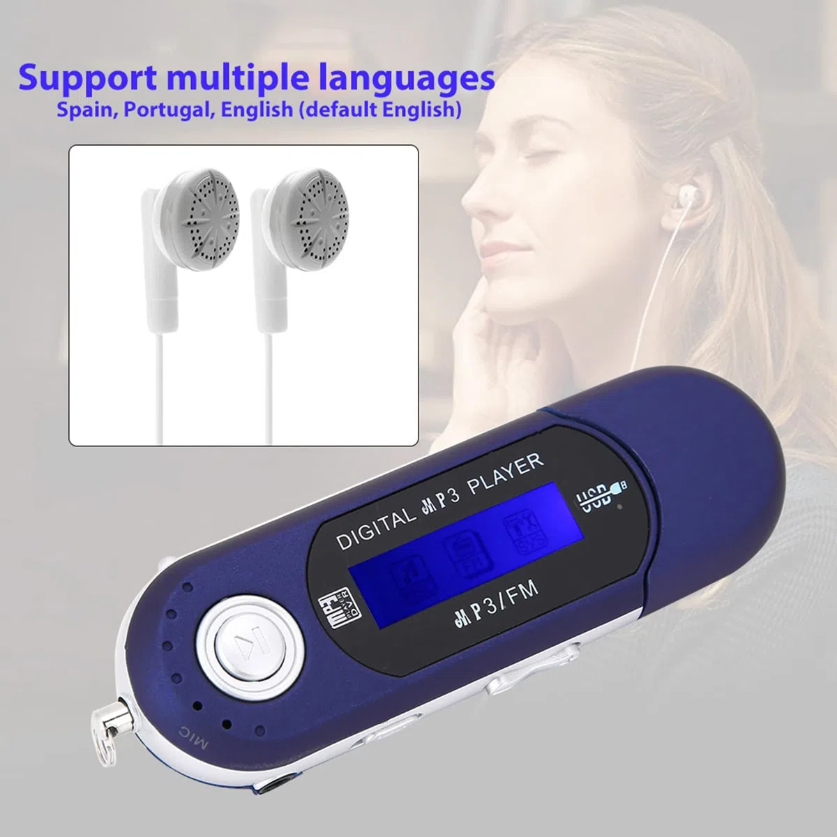 Digitaler MP3 Player, Tragbarer MP3-USB-Player mit LCD-Bildschirm und 32 GB Micro SD, FM-Radio, Sprachaufzeichnung, TF-Karte(Schwarz)
