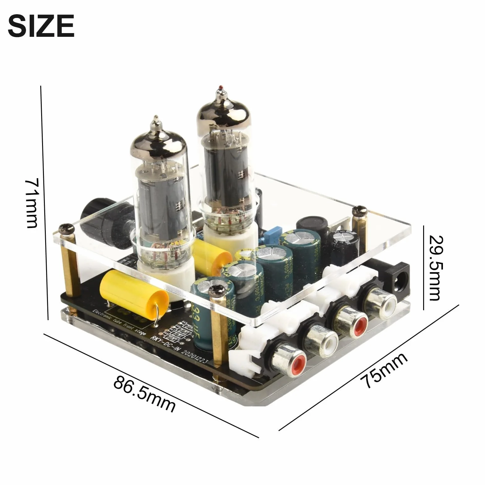 HiFi-Röhrenvorverstärker mit 6A2-Ventil, Klasse A, Audio-Vorverstärker für Heimkino, unterstützt 6J1, 6J3, 6K4, DC12-16 V Eingang, 87 x 75 mm kompaktes Gehäuse