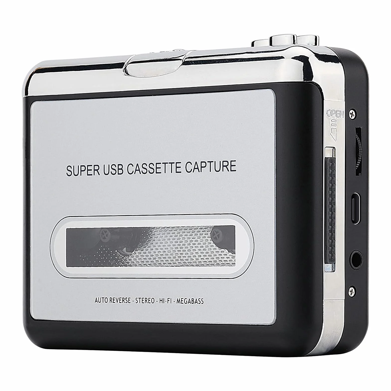 Reshow Kassettenspieler - Tragbarer Kassettenspieler, der MP3-Audio-Musik über USB aufnimmt - kompatibel mit Laptops und PCs - konvertiert Kassetten ins iPod-Format (Silber)