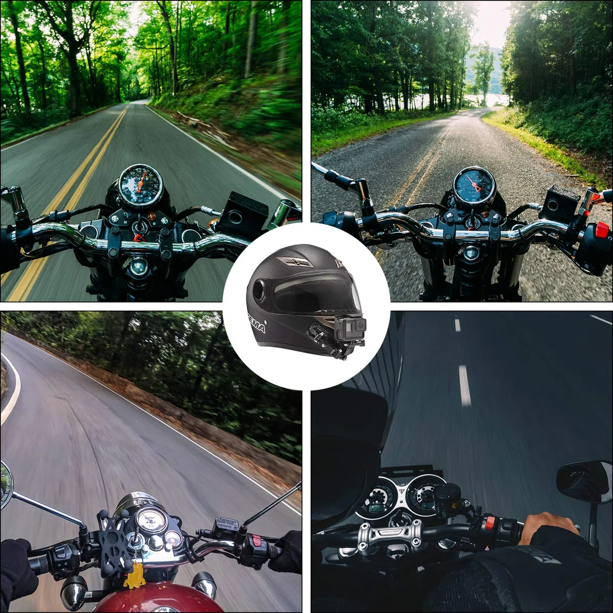 Motorradhelm Chin Swivel 3-Wege-Drehlager Rotationsmontage-Kit Compatible with GoPro Hero 13 12 11 10 9 8 7 (2018) 6 5, Schwarz, Session, Xiaomi Yi, SJCAM und Anderen Action-Kameras