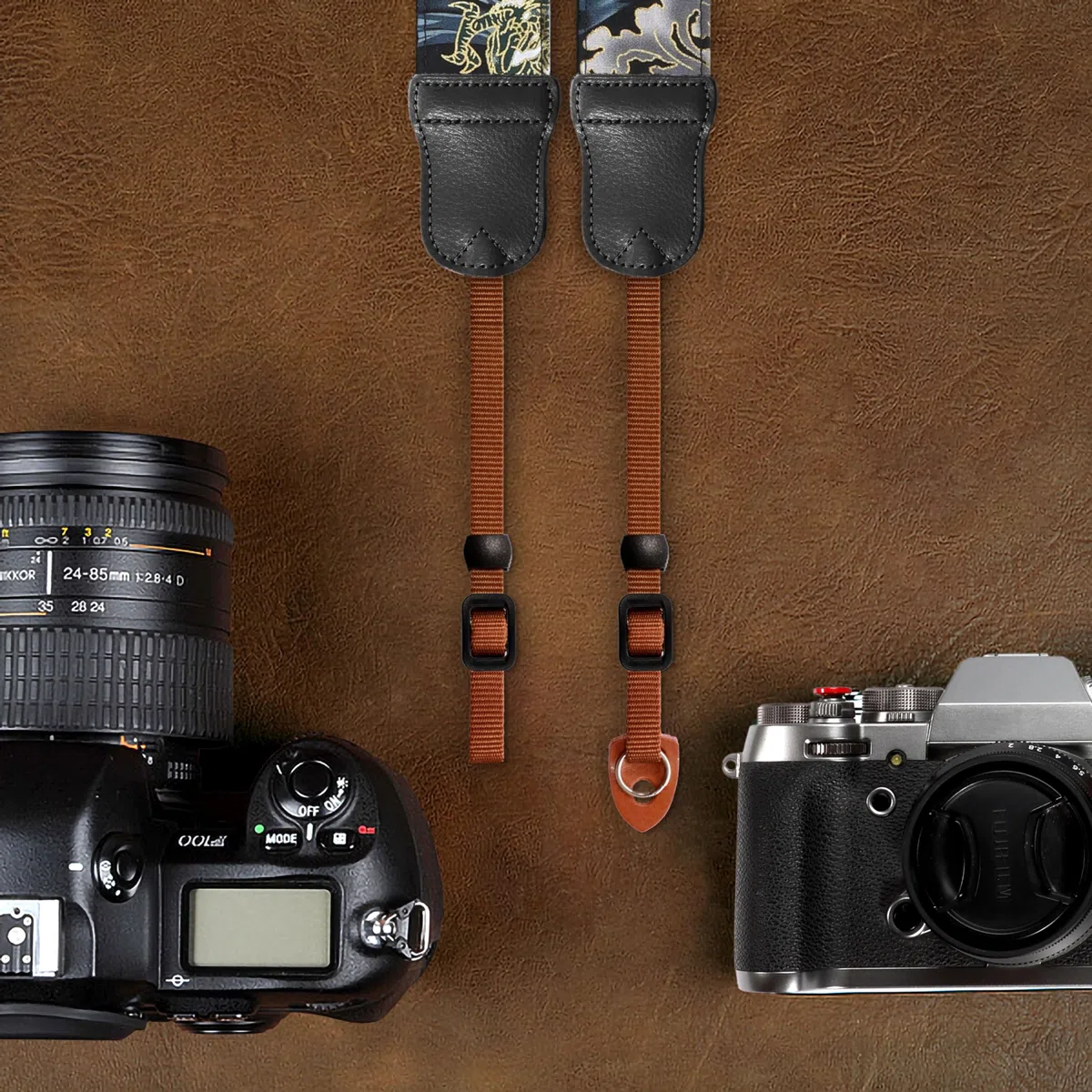 Padwa Lifestyle Blue Wave Kameragurt - 2“ Rindsleder Kopf Baumwolle Kameragurte für Fotografen, Vintage japanischen Kunstdruck verstellbaren Hals & Schultergurt für alle DSLR/SLR-Kameras