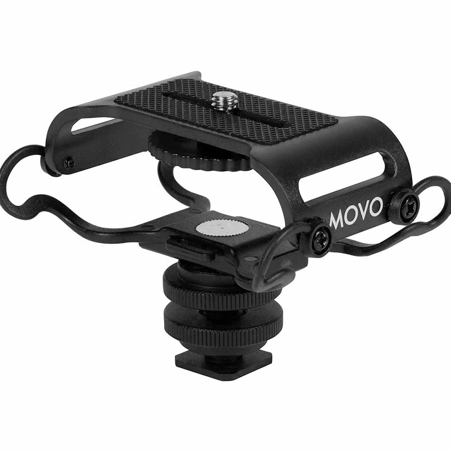 Movo SMM5-B Universal-Mikrofon und tragbare Recorder-Stoßdämpferhalterung – passend für Zoom H1n, H2n, H4n, H5, H6, Tascam DR-40x, DR-05x, DR-07x und andere mit einer 1/4-Zoll-Befestigungsschraube