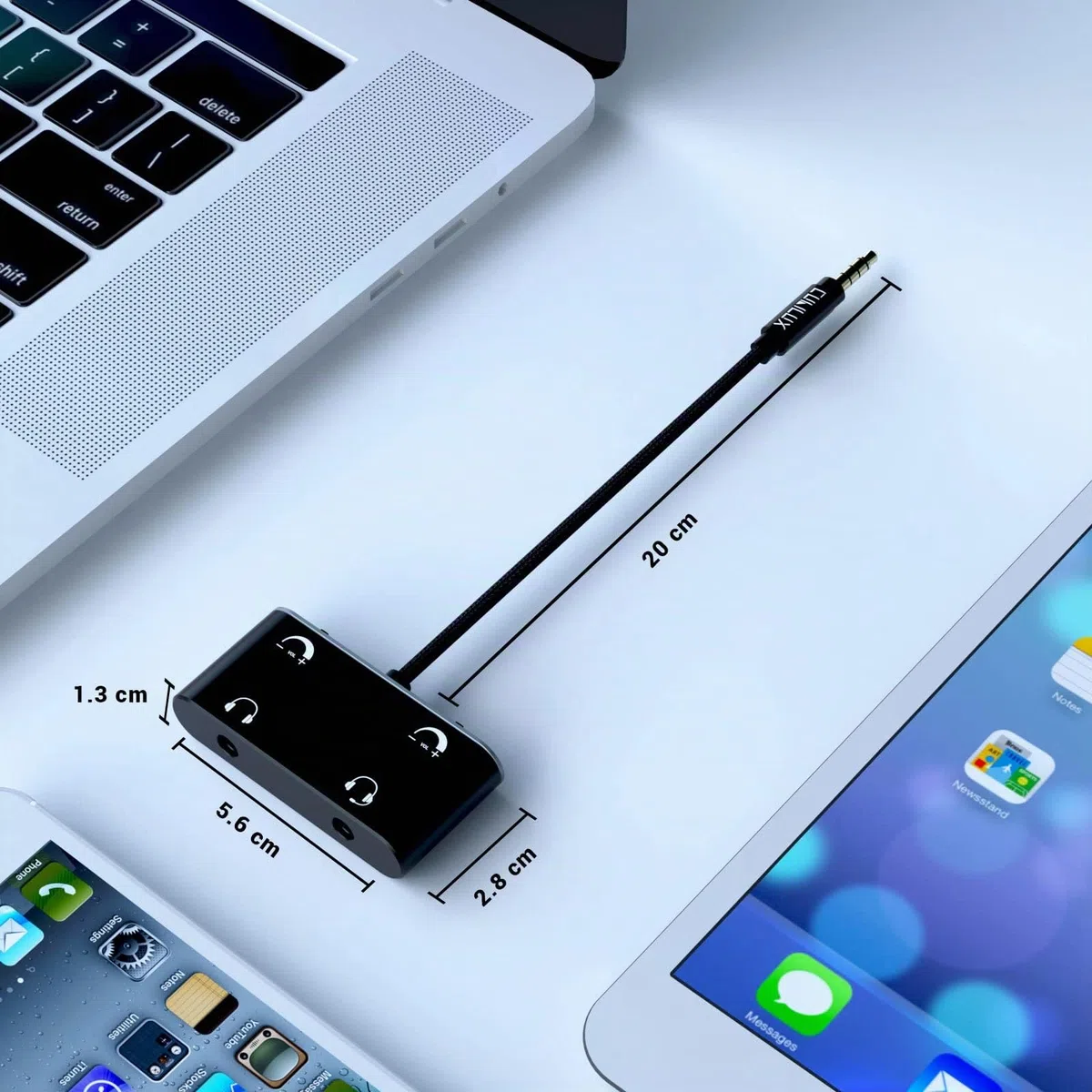 Cubilux 3,5 mm Kopfhörer Splitter mit Lautstärkeregelung, 1 Stecker auf 2 Buchsen, Audio Adapter für 2 Personen