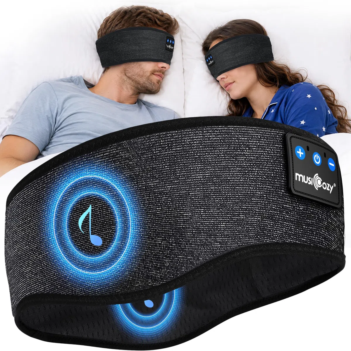 MUSICOZY Schlafkopfhörer, Bluetooth 5.4 Kopfhörer Stirnband | Ultradünn für Seitenschläfer | 14 Std. Akku, Hi-Fi Sound & Waschbares | Schlaf Kopfhörer zum Schlafen, Sport & Reisen (Damen & Herren)