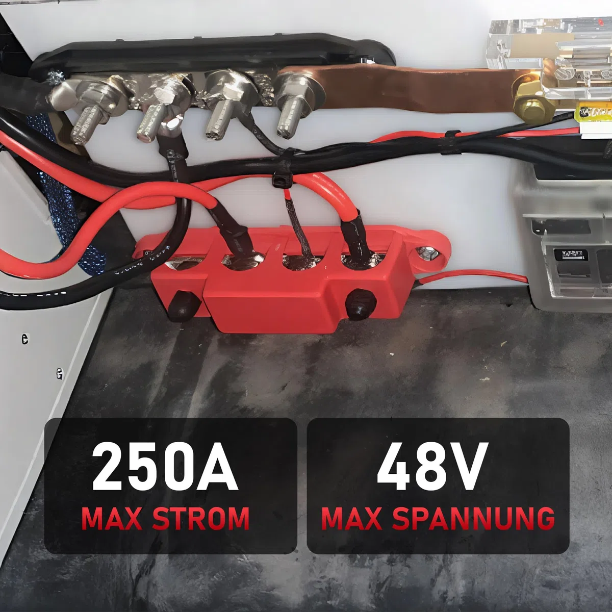 Sammelschiene 12v-48V DC Verteilerblock 250A Stromverteiler mit 4 x M8 Klemmenbolzen Stromverteilungsblock BusBar Box für Auto RV Boat Yacht 2PCS (M8)
