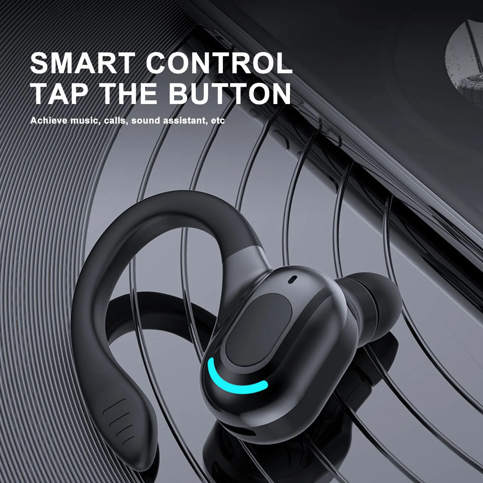 Monaurales Bluetooth-Headset, Freisprech-Ohrhörer mit Mikrofon mit Geräuschunterdrückung, IPX4 Wasserdicht, Kabelloser Stereo-Ohrhörer für das Autofahren Im Büro