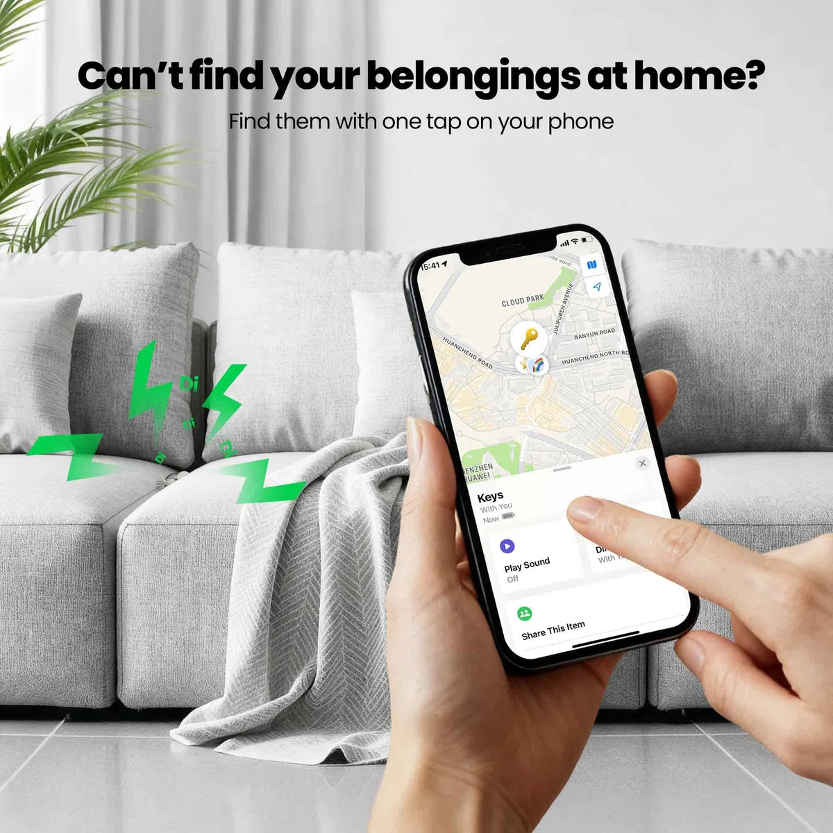 TECKNET Air Tracker Tag Schlüsselfinder, Smart Tag Kompatibel mit Apple Wo ist? APP (Nur iOS), Wiederaufladbar, Wasserdicht, Bluetooth Key Finder für Gepäck/Taschen/Key/Haustier(4er Pack)