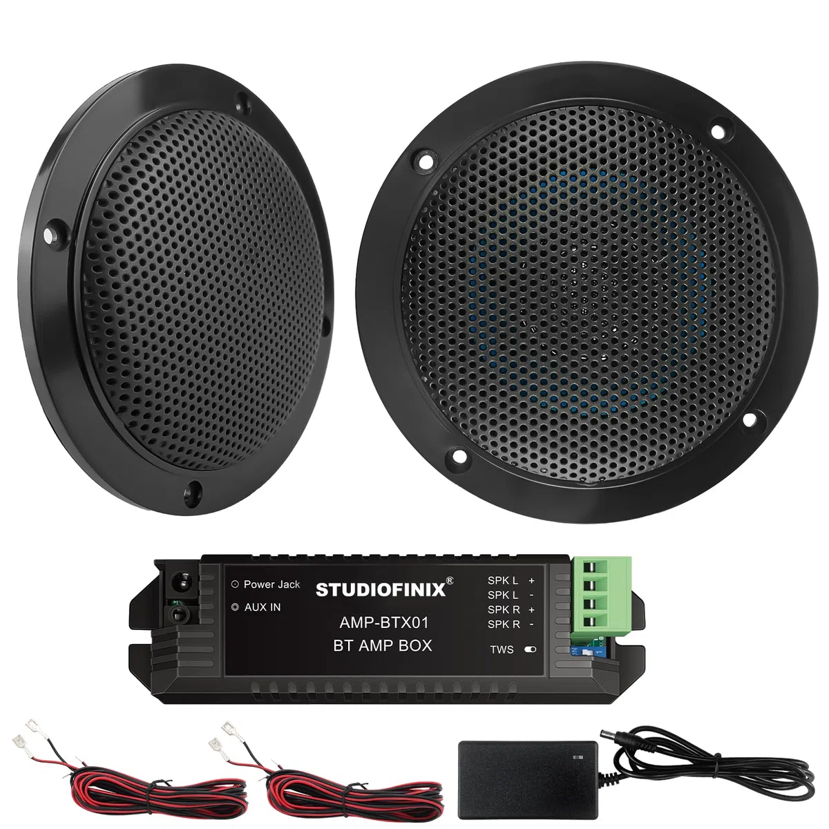 STUDIOFINIX 4-Zoll-wasserdichte Marine-Bluetooth-Ceiling-Speakers für Bad, Küche, Home, Outdoor, Campers, Golfwagen, Boot mit Flush-Mount-Montage (Schwarz)