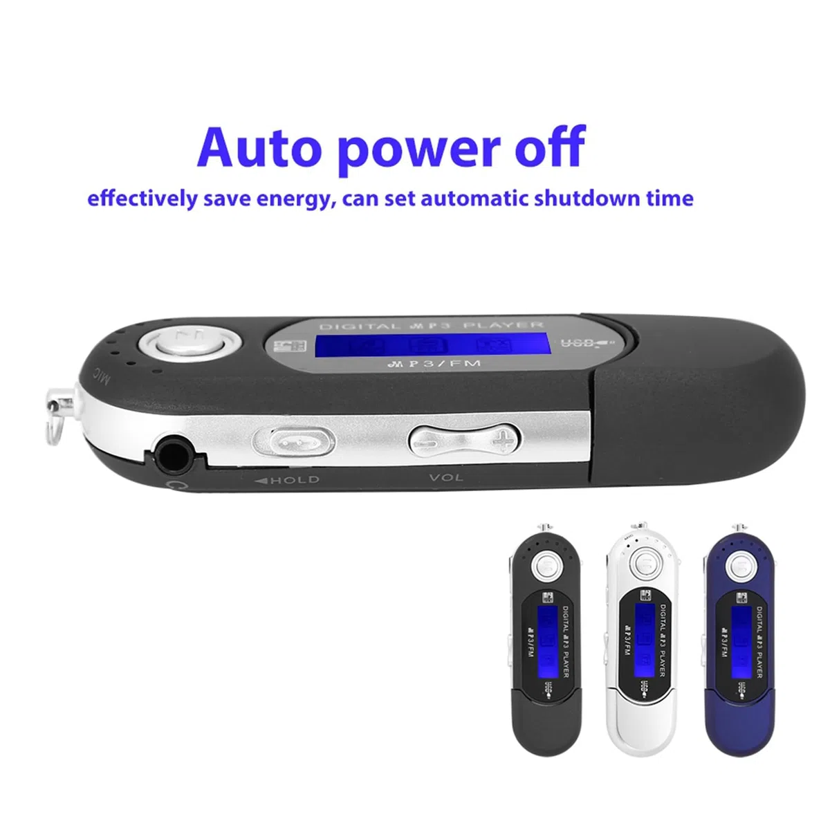 Digitaler MP3 Player, Tragbarer MP3-USB-Player mit LCD-Bildschirm und 32 GB Micro SD, FM-Radio, Sprachaufzeichnung, TF-Karte(Schwarz)