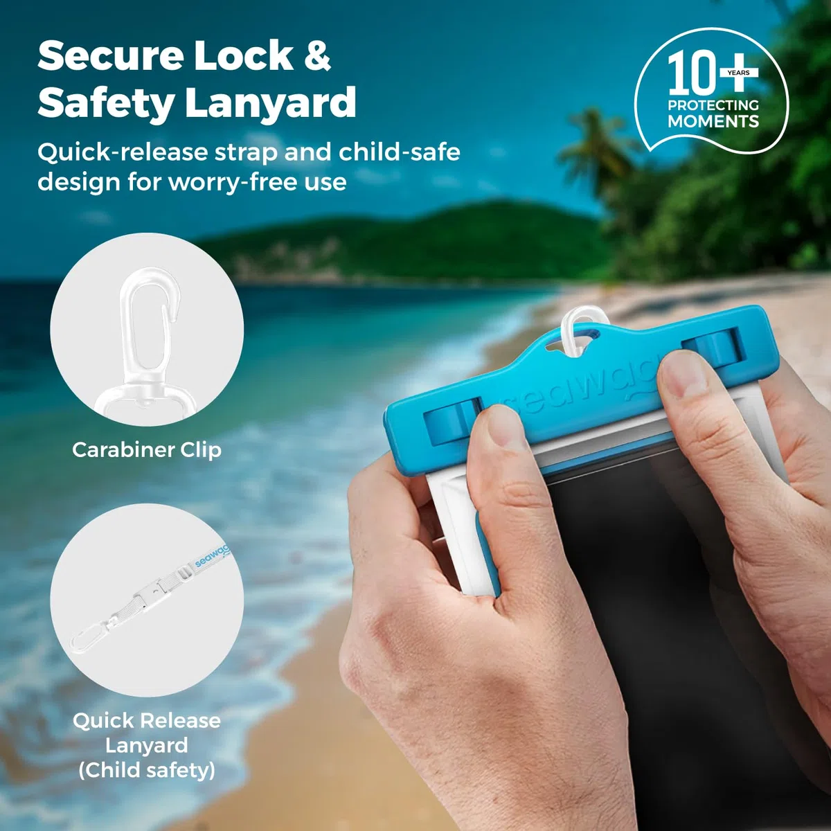 Seawag wasserdichte Handyhülle Schwimmend, IPX8 Unterwasser Handytasche für iPhone 16 15 14 & Samsung Galaxy S25 Next, Voller Touchscreen, Umhängeband, Strand Pool Schnorcheln