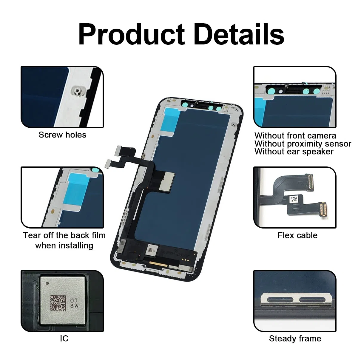 Dinow für iPhone XS Display Bildschirm(Schwarz) 5,8" Touch Screen Ersatz, Display iPhone XS Digitizer Frame Assembly mit 3D Touch + Tool Kit mit Modell A1920, A2097, A2098, A2100