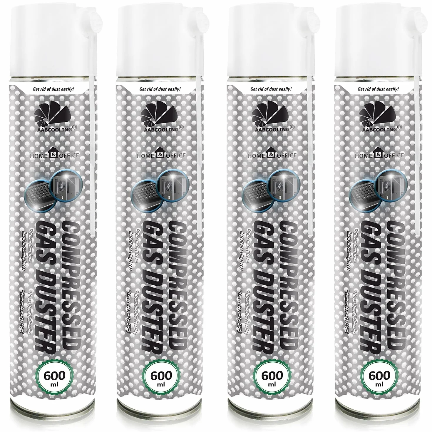 AABCOOLING 4 x 600ml Home&Office Druckluftspray Gas Duster K3, PC Reinigung, Pressluft Dose, Staubgebläse, Luft-Druck, Reinigungsgerät, Spielekonsolen, Keyboard, Druckluft Spraydose, Air Duster