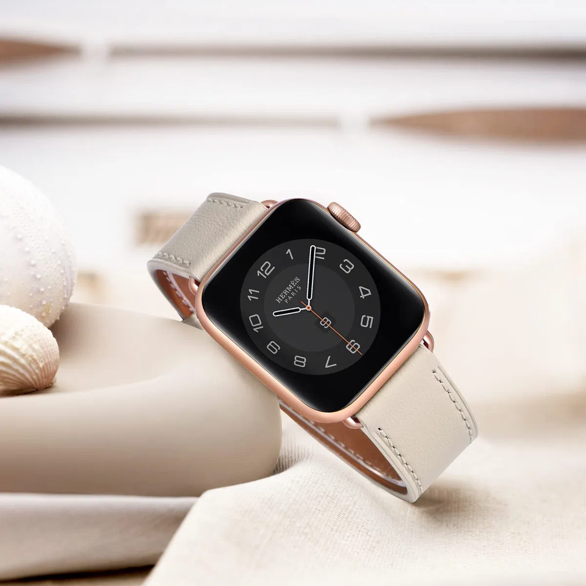 WFEAGL Kompatibel für Apple Watch Armband 40mm 41mm 38mm 42mm(Series 11 10),Lederband Ersatzband für Herren Damen Kompatibel für iWatch Series 11/10/9/8/7/6/5/4/3/2/1,SE/SE2, Elfenbein Weiße+Roségold)