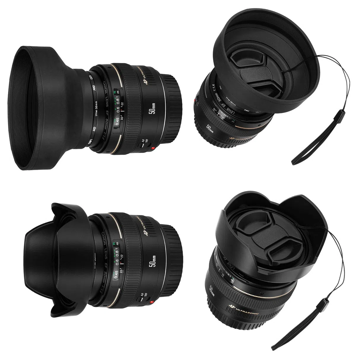 67mm Gegenlichtblenden Set, Zusammenklappbare Gummi Gegenlichtblenden + Reversibel Streulichtblende + Objektivdeckel