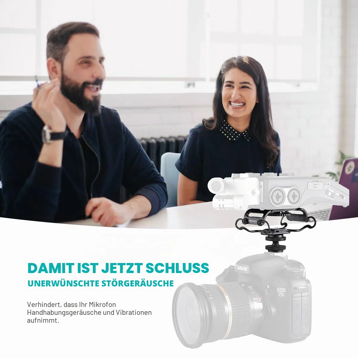 Movo SMM5-B Universal-Mikrofon und tragbare Recorder-Stoßdämpferhalterung – passend für Zoom H1n, H2n, H4n, H5, H6, Tascam DR-40x, DR-05x, DR-07x und andere mit einer 1/4-Zoll-Befestigungsschraube