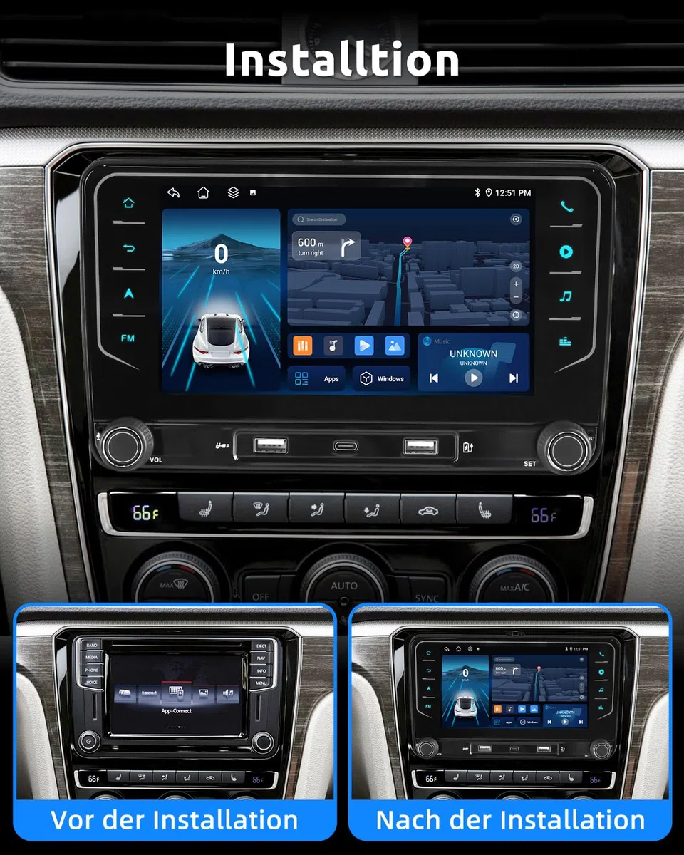 ESSGOO Android 15 4+64G 7 Zoll Wireless CarPlay Android Auto Für VW Golf