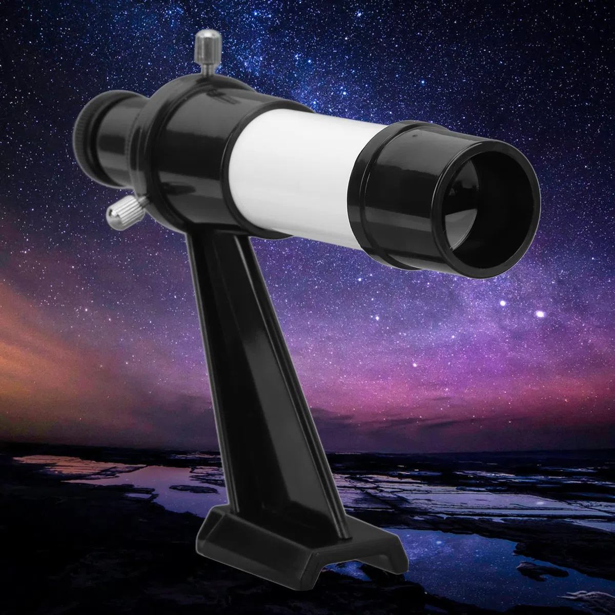 Qiilu Suchfernrohr für Teleskop, Suchfernrohr 5x24, 5X Astronomisches Teleskop-Sucherfernrohr mit Inline-Basisständer Tragbares Fadenkreuz-Teleskop-Sucherfernrohr für Astronomie