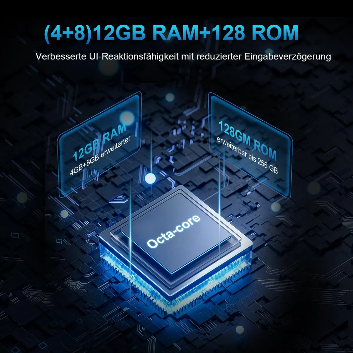 invens NOTE TK02 Handy Ohne Vertrag - 12GB(4+8)+128GB /256GB Smartphone Ohne Vertrag Android 14, 6,52 Zoll Bildschirm 4500mAh Handy Günstig, 16MP+8MP Kamera, 4G Dual SIM/Face ID/GPS/3.5mm Jack Schwarz