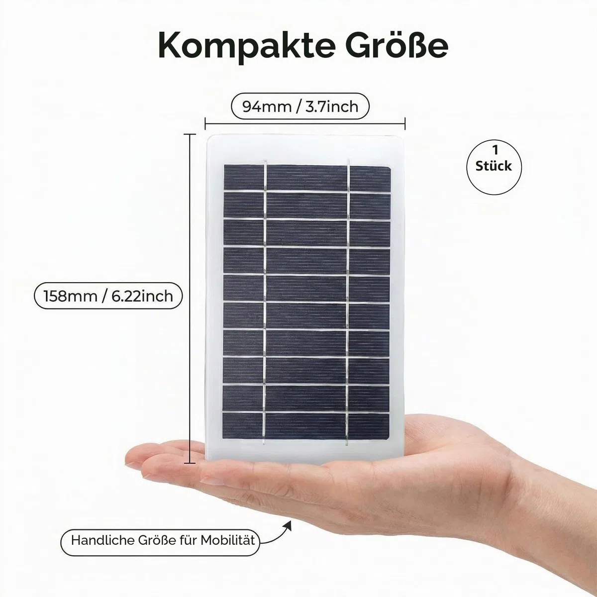 2W 5V Solarpanel mit USB Anschluss, Tragbares Solar Ladegerät für Handy Powerbank Outdoor, IP65 Wasserdichtes USB Solarpanel für Camping Wandern Reisen Notstrom Solar Charger