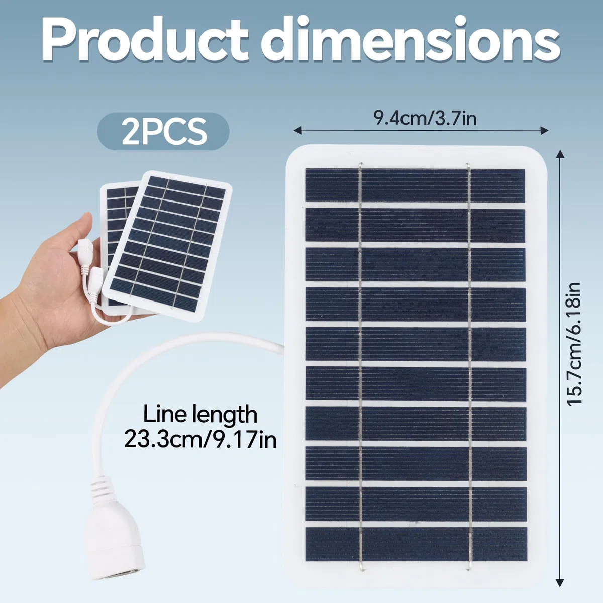 Tragbares 2W Solarpanel mit 5V USB-Anschluss, wasserdicht nach IP65, ideal für Handy, Powerbank, MP3-Player, langlebiges Design für Wandern, Camping und Outdoor-Aktivitäten, Solarpanel