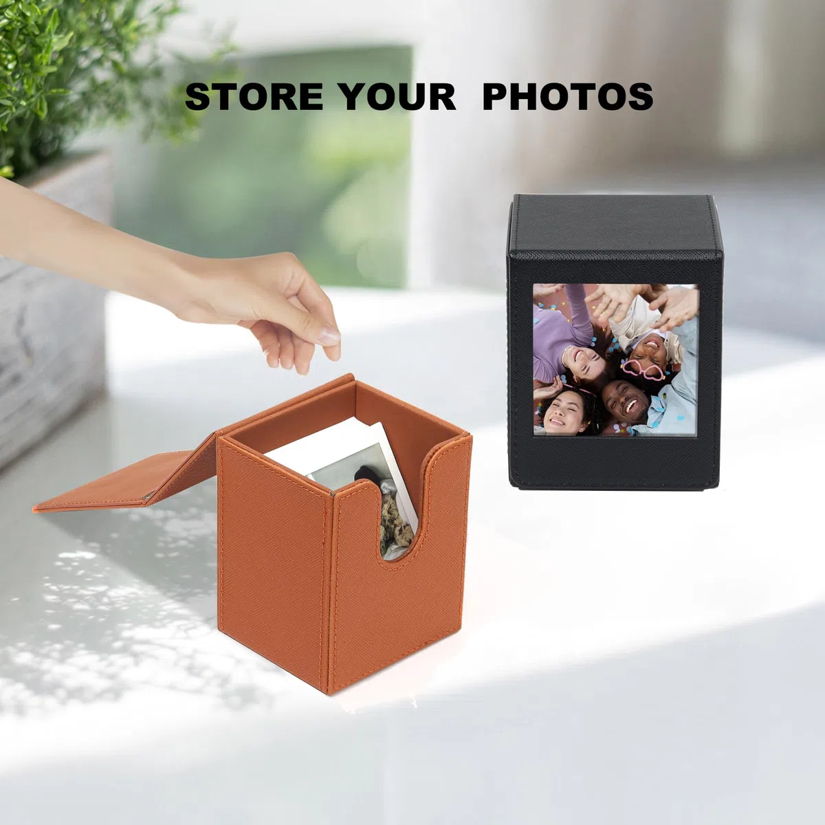 Bilderhalter für Fujifilm Instax Square SQ1 SQ20 SQ40 SQ10 SQ6 SP-3 Sofortbildkameras, quadratische Fototasche, Aufbewahrungsbox für 72 x 86 mm Filme/Fotos/Kpop-Fotokarten usw, braun,
