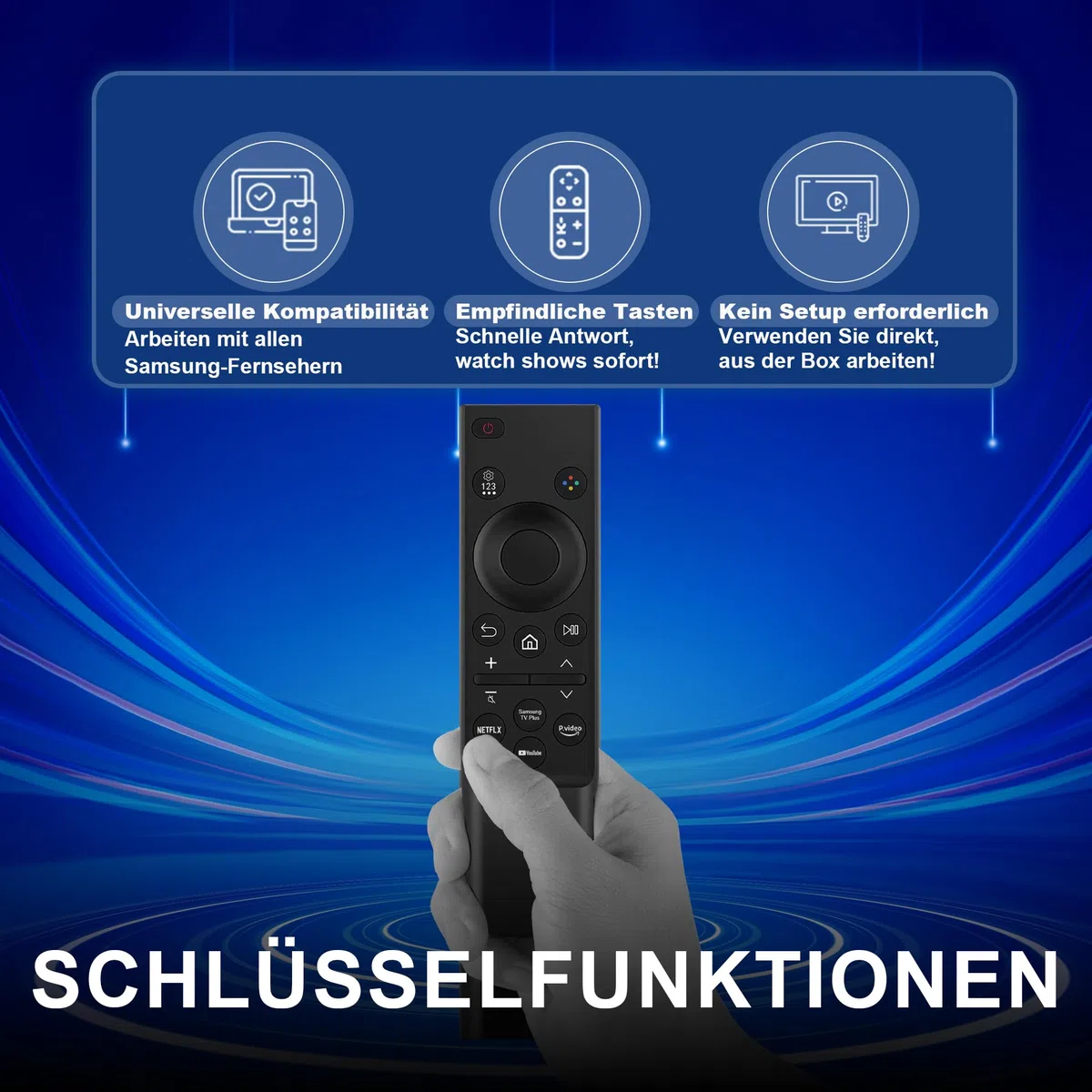 Universal-Fernbedienung für Samsung TV, Ersatz-Fernbedienung für Samsung Crystal QLED OLED Curved HDTV 4/8K UHD Curved Frame Smart TV Serie