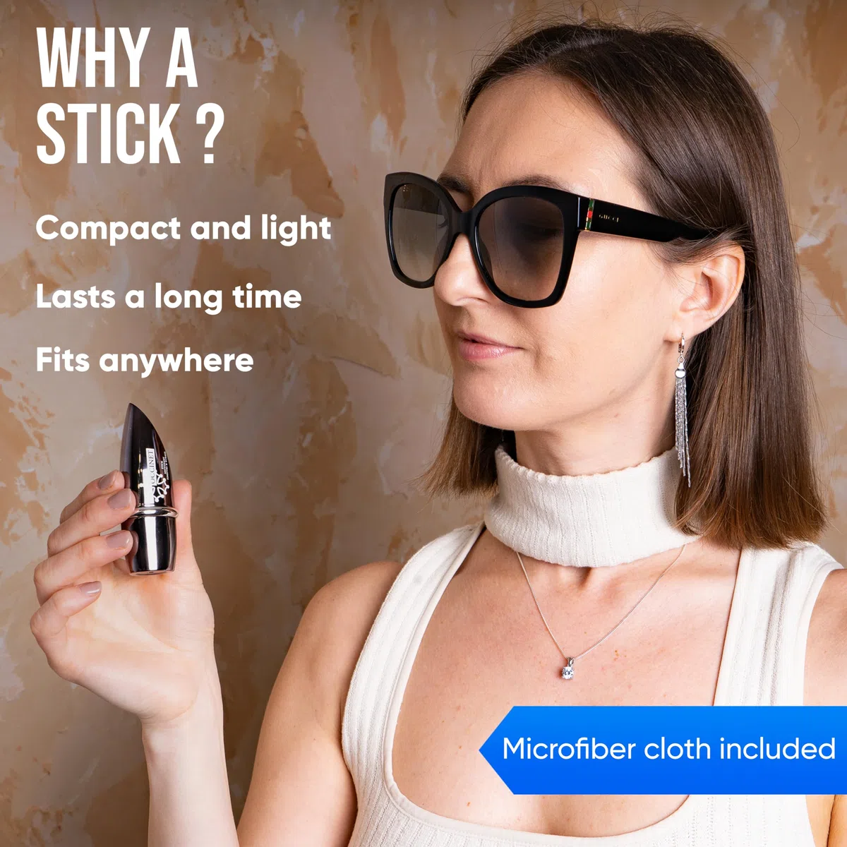 Glasses Cleaning Stick and Microfibre Cloth