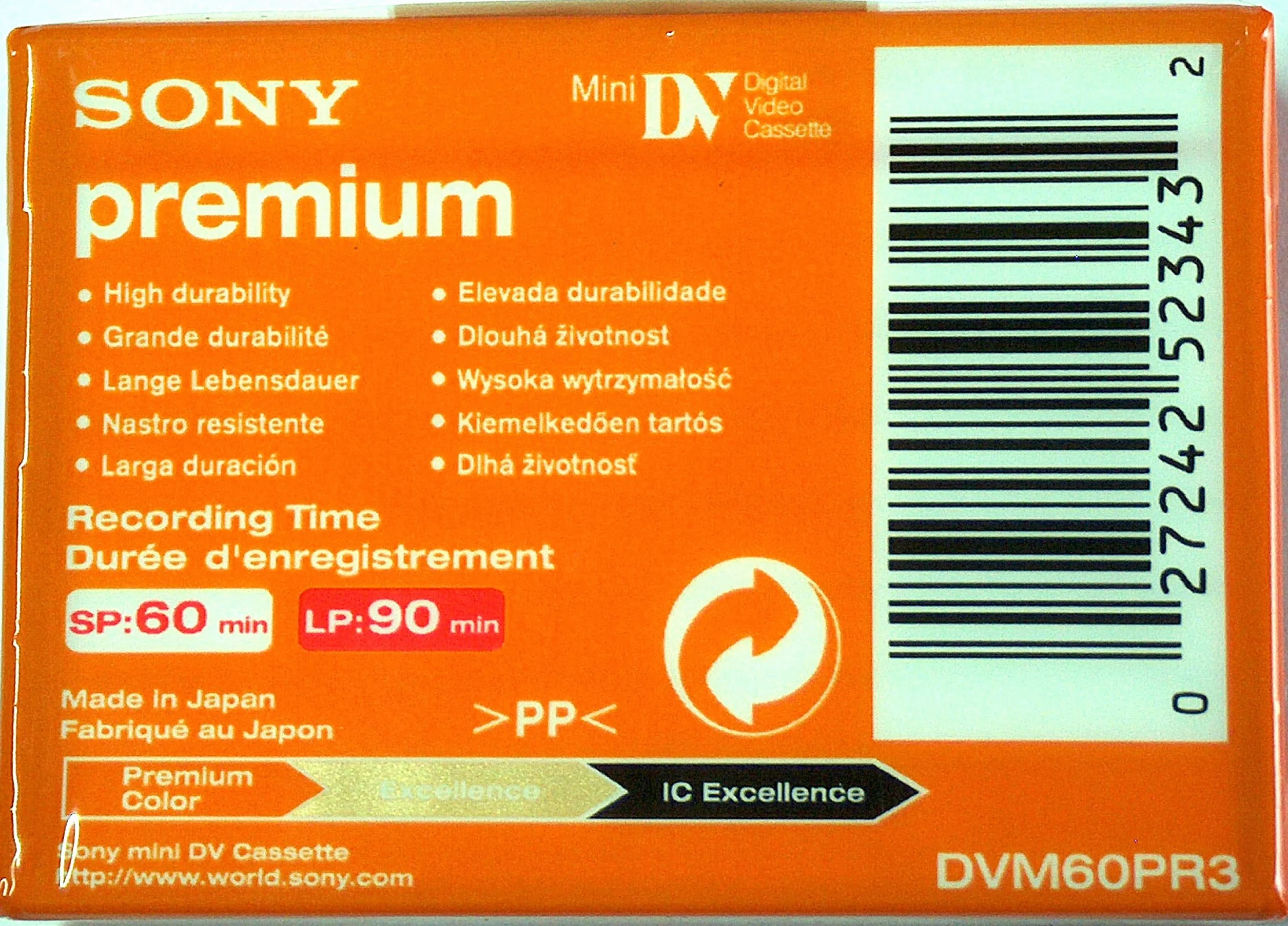 DVC Camcorder Tape 60 min Sony Premium