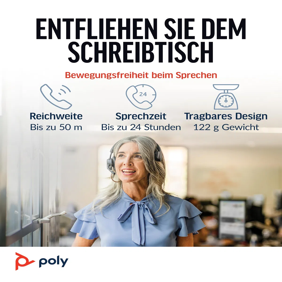 Schnurloses Headset Poly Voyager 4310 UC (Plantronics) – Ein-Ohr-Bluetooth-Headset mit Noise Cancelling-Mikrofon – Verbindung mit PC/Mac/Mobiltelefon per Bluetooth – Kompatibel mit Teams, Zoom & mehr