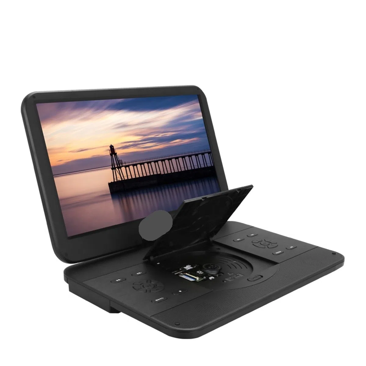 DVD-Player, 15,6 Zoll Faltbarer tragbarer Blu-ray-Player, 1080P HD, großer Bildschirm, unterstützt DVD, VCD, CD, Zuhause, Auto, Reisen