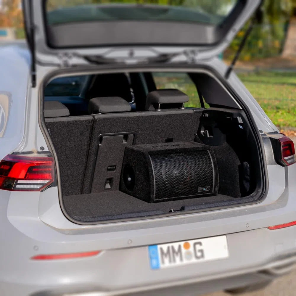 Option PULSE-8BRA Aktiv-Subwoofer im kompakten Bassreflex-Gehäuse mit 350 Watt RMS - Kleiner 20cm Subwoofer mit kraftvollem Bass - inkl. Pegelfernbedienung