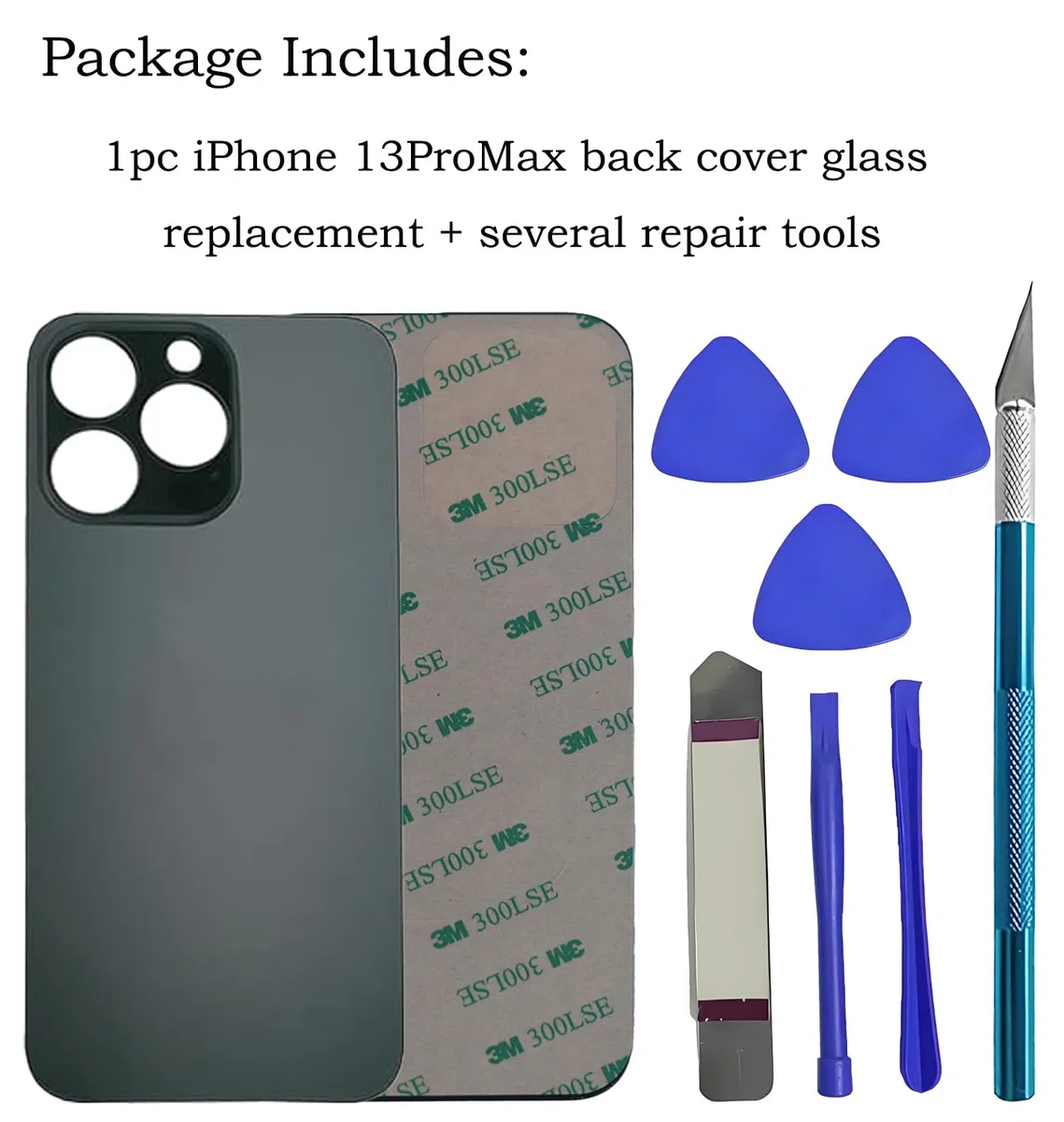 LiXiongBao Hinteres Glas Ersatz, Kompatibel mit iPhone 13 ProMax hintere Abdeckung, Hinteres Glas Ersatz für iPhone 13 ProMax hintere Abdeckung mit Reparatur-Kit, Grün