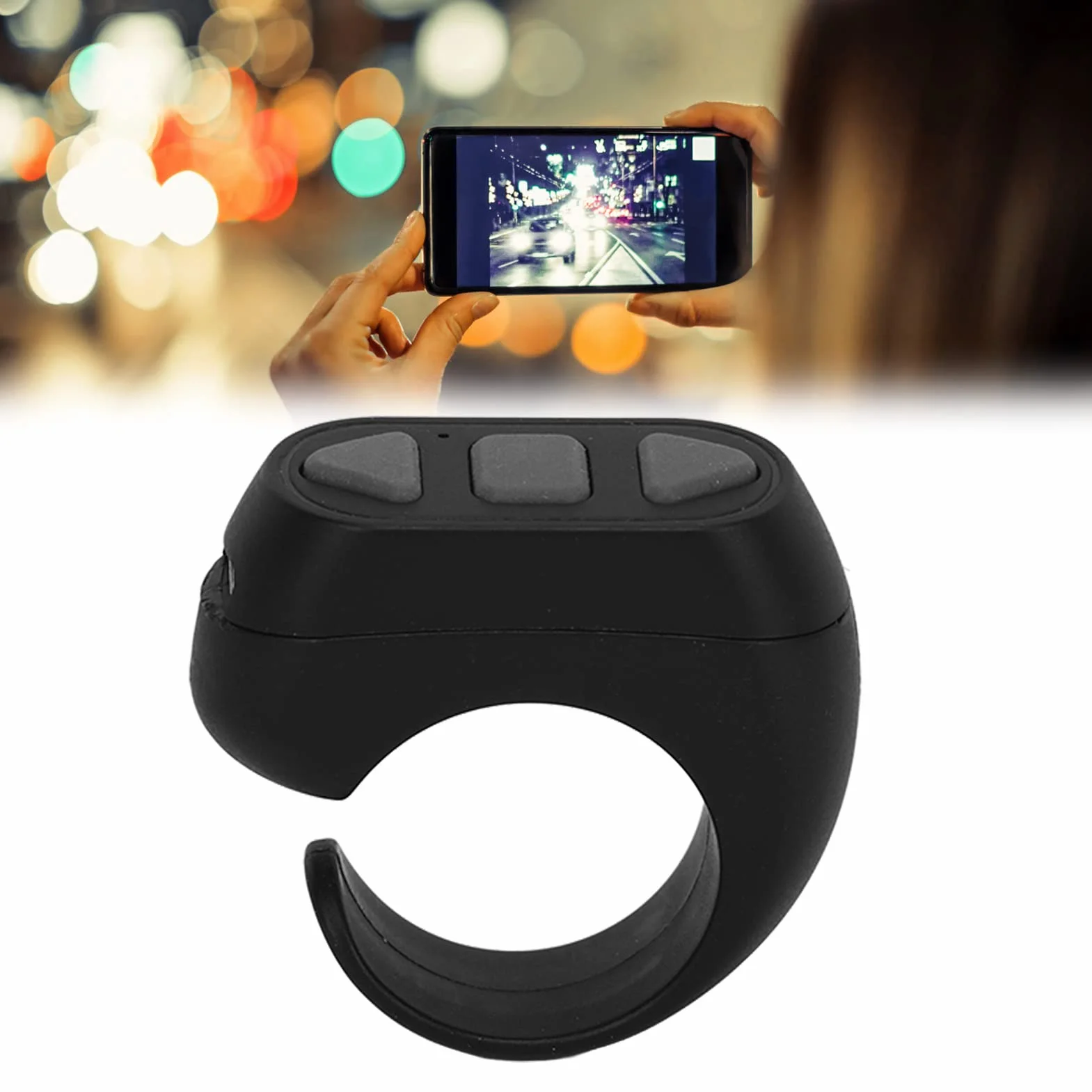 Fingertip Page Turner für, Bluetooth Control Page Turner mit Multisystem-Unterstützung, Wireless Ring Camera Shutter Control für Smartphones Tablets (Schwarz)