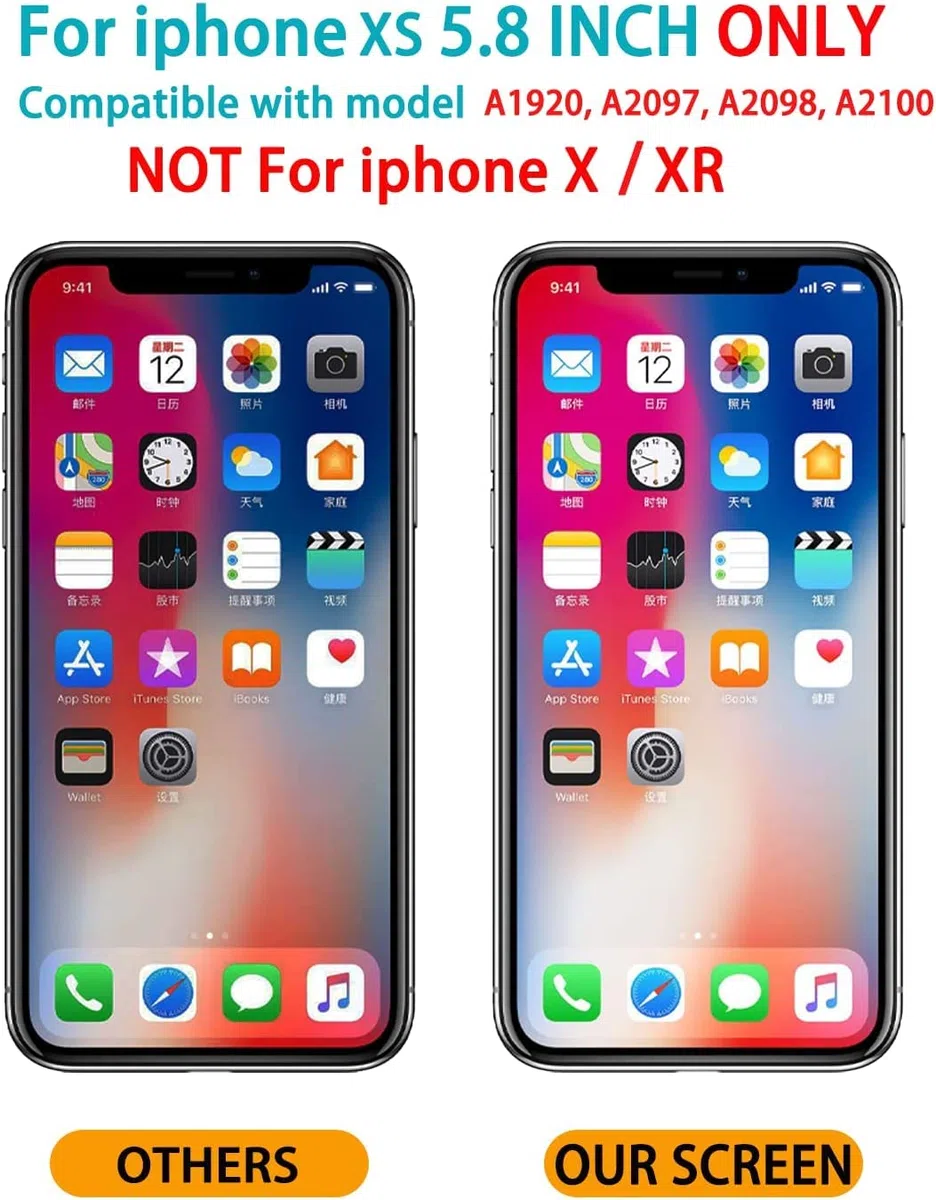 Dinow für iPhone XS Display Bildschirm(Schwarz) 5,8" Touch Screen Ersatz, Display iPhone XS Digitizer Frame Assembly mit 3D Touch + Tool Kit mit Modell A1920, A2097, A2098, A2100