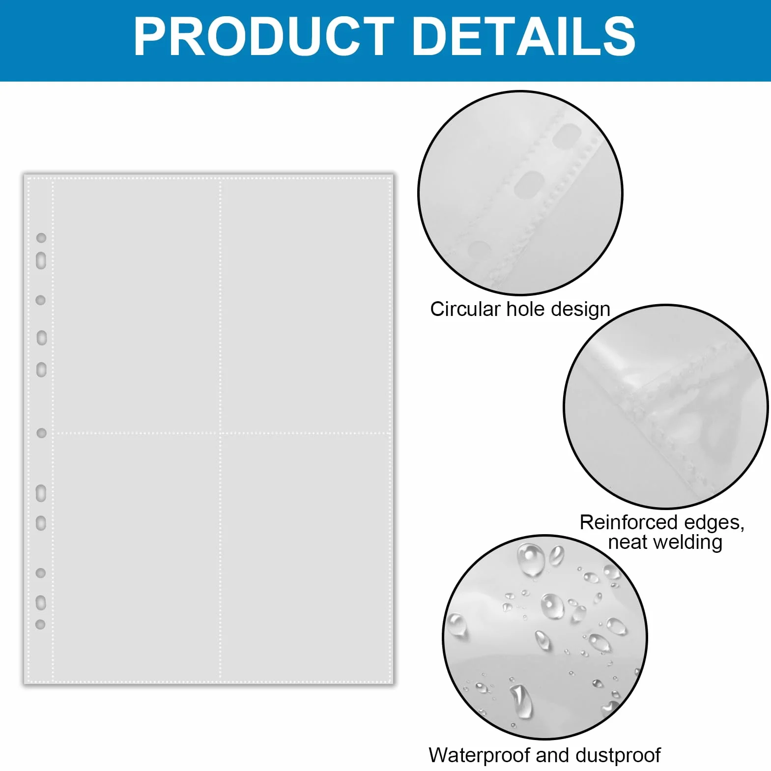 55er Pack A4 Fotohüllen mit 440 Doppelseitig Fächern, Transparente Postkartenhüllen mit 4 Fächern, Klarsichthüllen a4, Top Loading Nachfüllseiten für Fotoalben