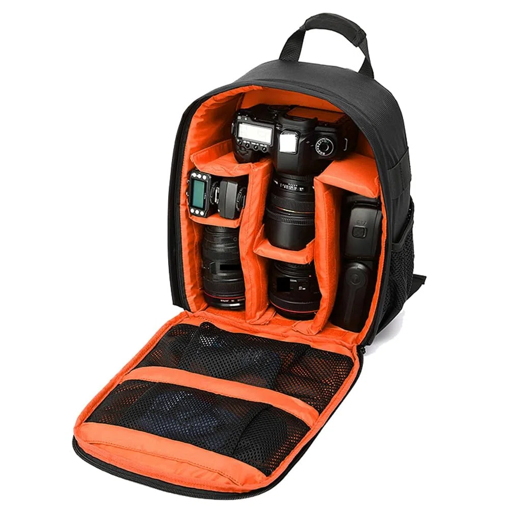 Multifunktionaler Kamerarucksack, wasserdichte Outdoor-Kameratasche für Wanderungen, Reisen, Sprots-Orange