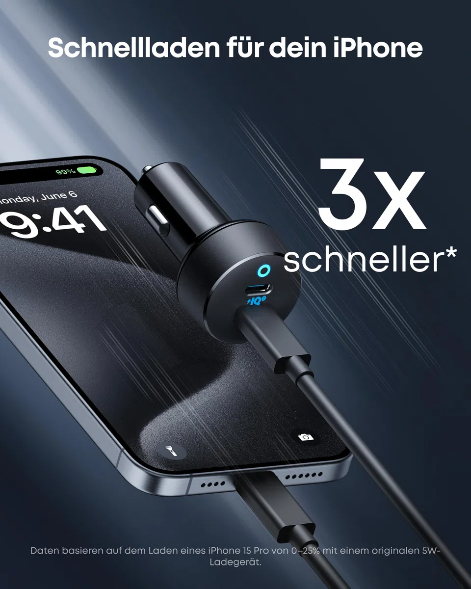 Anker USB C Autoladegerät, PowerIQ 3.0 Typ C Auto Adapter mit 2 Ports 40 W, PowerDrive III Duo mit Netzteil für iPhone 17/16/15 Pro Max, Galaxy S26/25/24, Pixel, iPad Pro und mehr