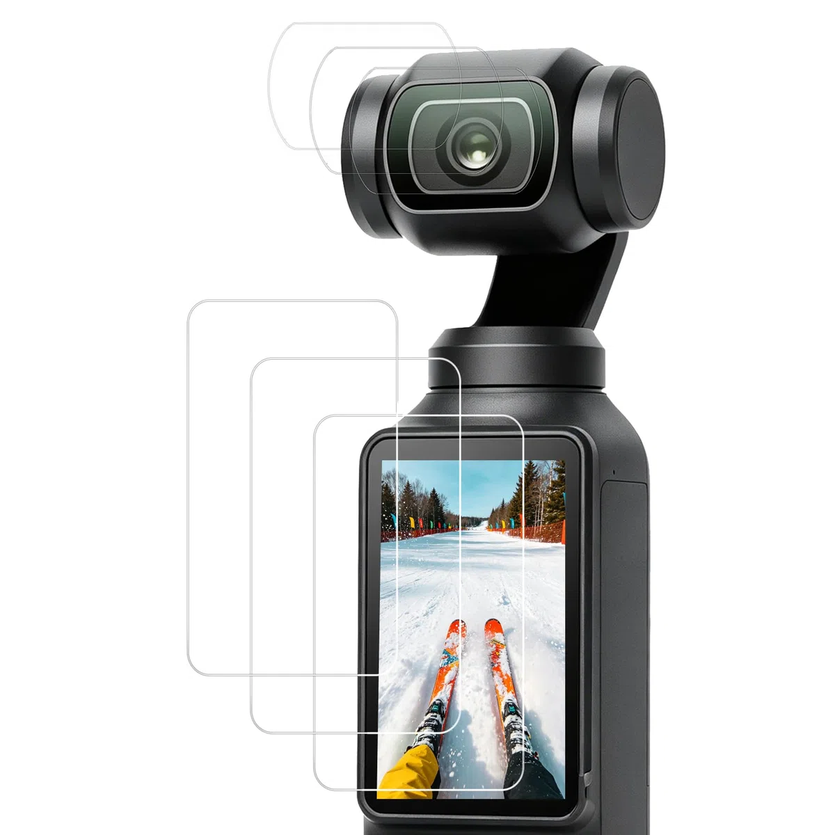 3+3 Stück Schutzfolie für DJI Osmo Pocket 4/3, 3x Displayschutz & 3x Objektivschutz, 9H Gehärtetes Glas, HD-Klar & Anti-Fingerabdruck, Zubehör passend für DJI Pocket 3/4 Creator Combo