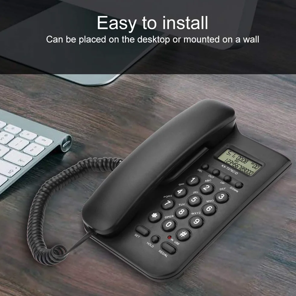 CCYLEZ Festnetztelefon, Schnurgebundenes Basistelefon, Kabelgebundenes Tischtelefon, Telefon mit Großen Tasten, mit Wahlwiederholungsfunktion und Display, für Büro, Zuhause und Hotel