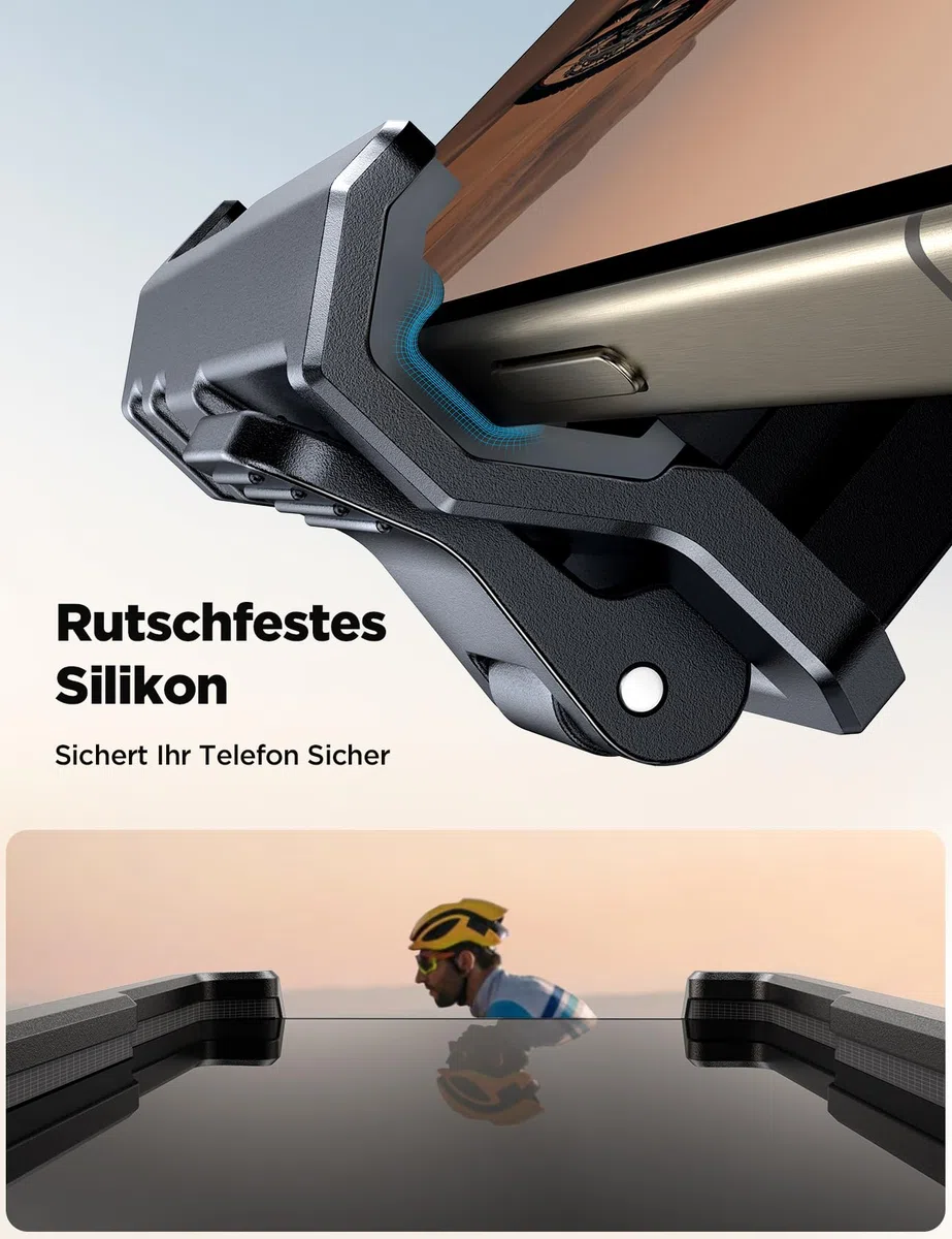 JOYROOM 2026 Handyhalterung Fahrrad 【10,000+ Schütteltest】 1S Schnellverschluss, Rutschfestes Silikon, Handyhalter Fahrrad Lenker Kompatibel für iPhone 17/16, Samsung S26/S25 (4,7-7 Zoll Smartphones)