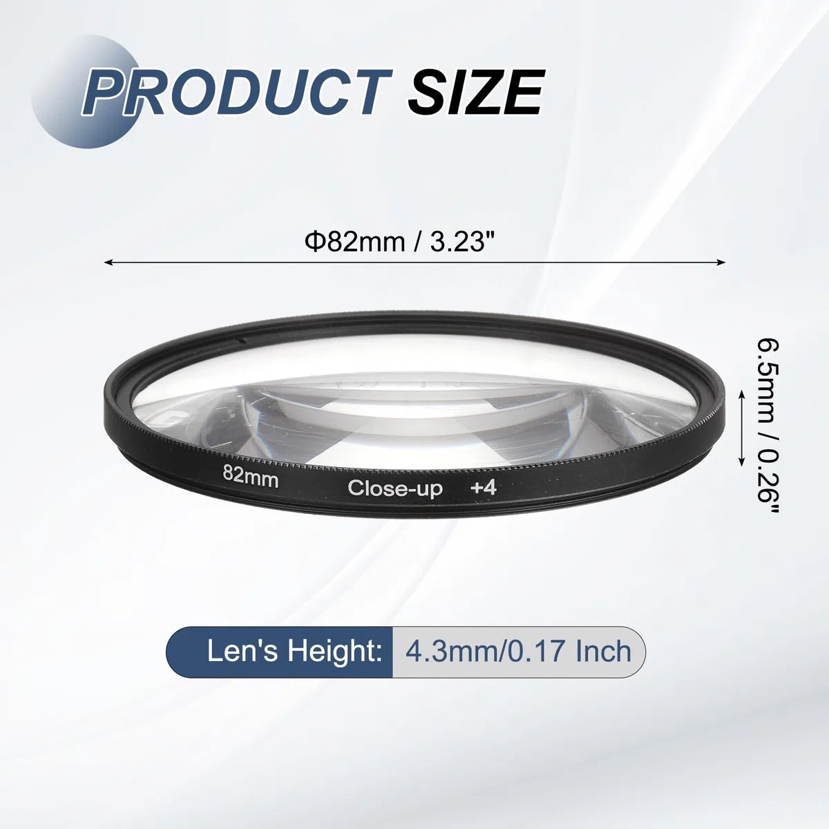 PATIKIL 82mm Nahfilter Makroobjektivfilter +4 Dioptrien Vergrößerungsnahlinsen mit Objektivdeckel Kamera Schwarz