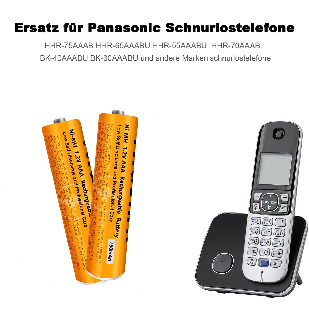 NI-MH Akku 1.2V 750mAh für Gigaset Panosonic Schnurlos Telefone, Wiederaufladbare Batterien AAA für Gigaset Mobilteile-4 Stück