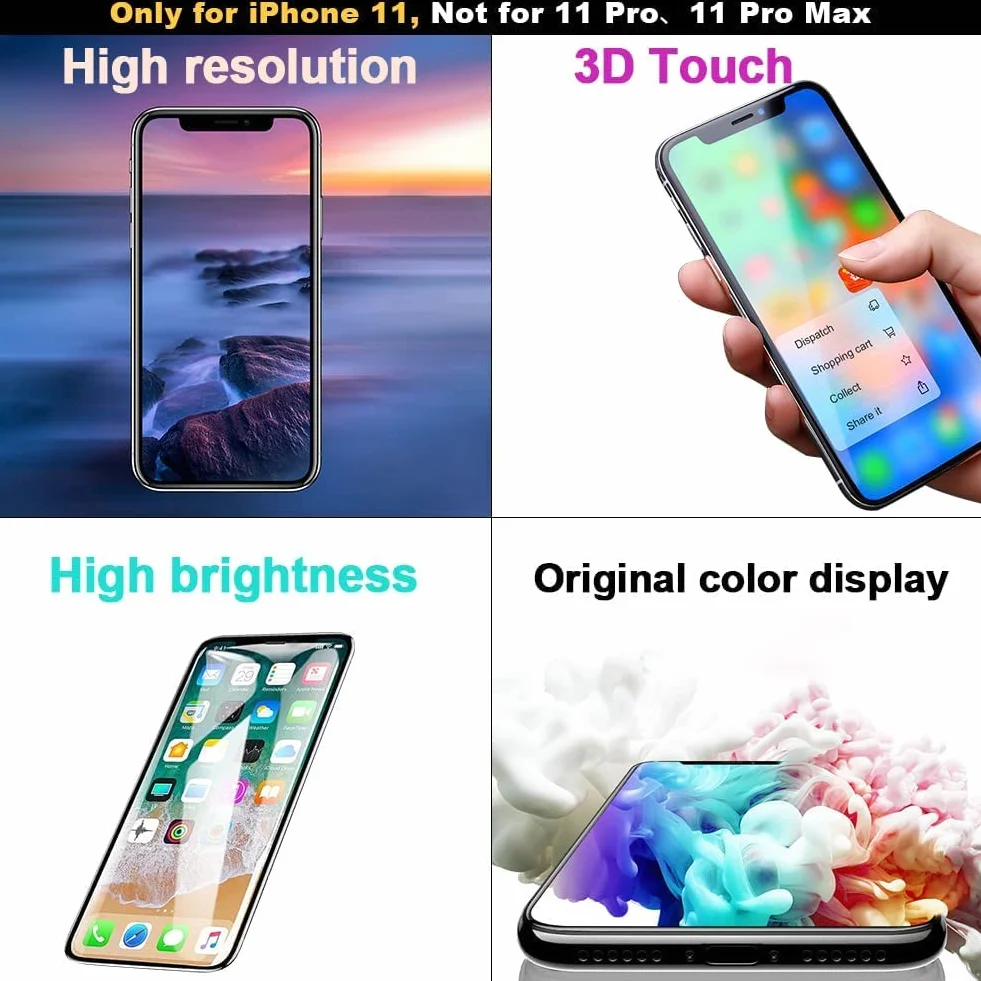 EFaith für iPhone 11 Display Ersatz Bildschirm 6.1 Zoll LCD Full HD 3D Touch Screen Digitizer Rahmen mit Kleber, Displayschutzfolie, Reparaturwerkzeuge,kompatibel mit Modell A2111, A2223, A2221