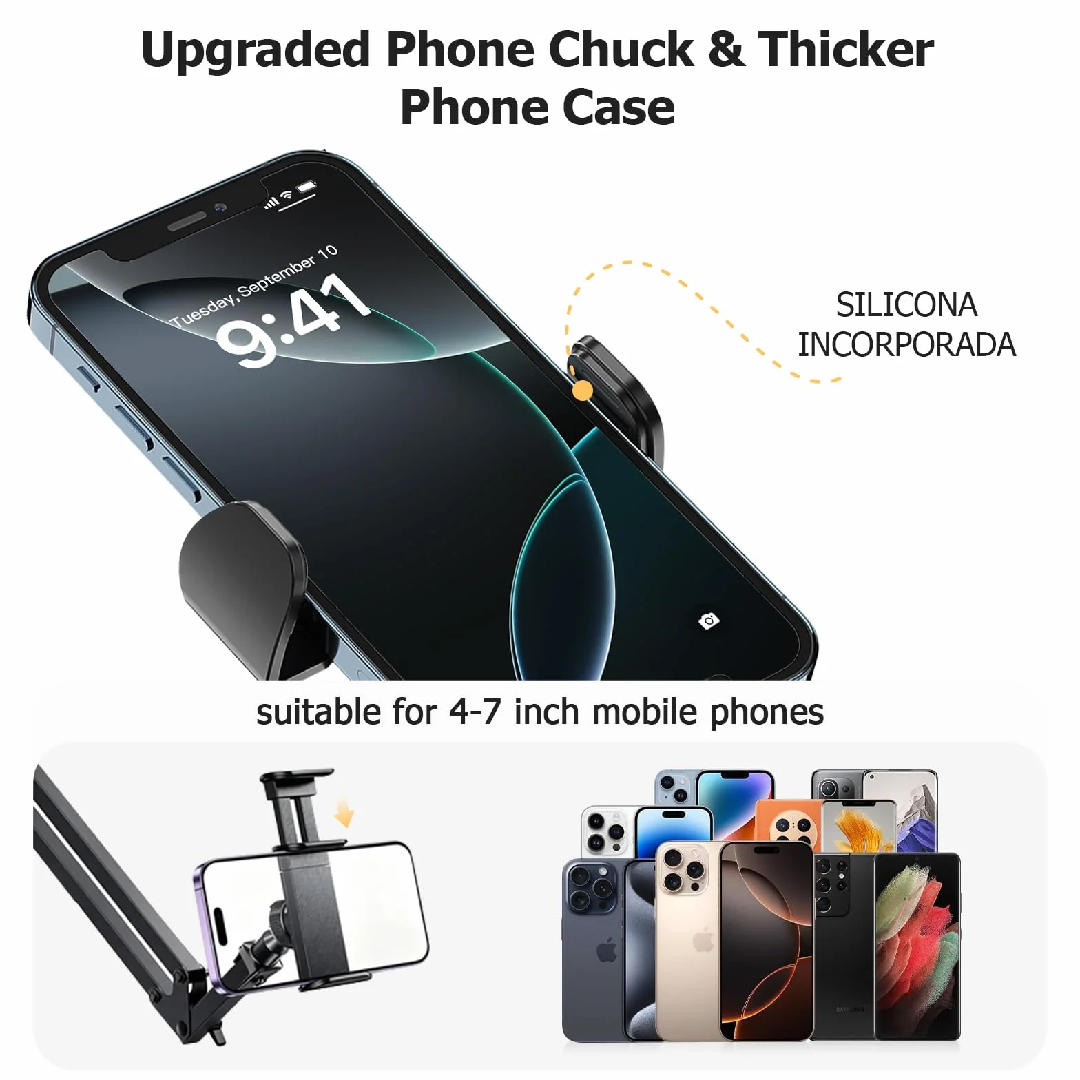 Handy Halterung Gelenkarm, Handyhalterung Bett mit Flexibler Verstellbarer Arm und Drahtklemme Stabilem Handy Gelenkarm Halterung für Bett Tisch, Kompatibel mit 4-7 Zoll Smartphone