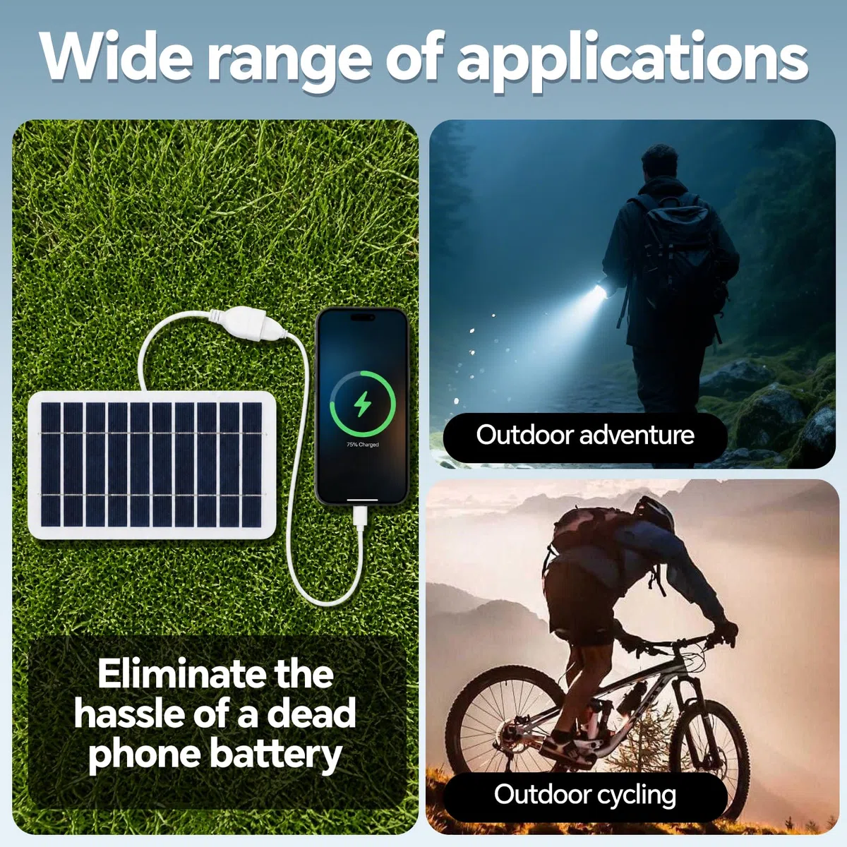 Tragbares 2W Solarpanel mit 5V USB-Anschluss, wasserdicht nach IP65, ideal für Handy, Powerbank, MP3-Player, langlebiges Design für Wandern, Camping und Outdoor-Aktivitäten, Solarpanel