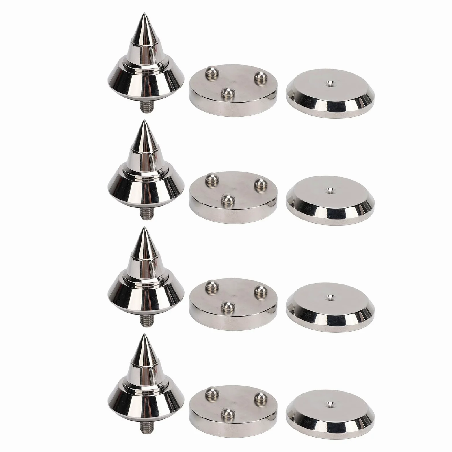 4 Set Lautsprecher-Stoßdämpfungsfüße, M8-Lautsprecher-Spike-Pad, Höhenverstellbare Aluminiumlegierung mit Dicker und Dichter Textur, Stoßdämpfungsfüße für CD, DVD-Player und Verstärker