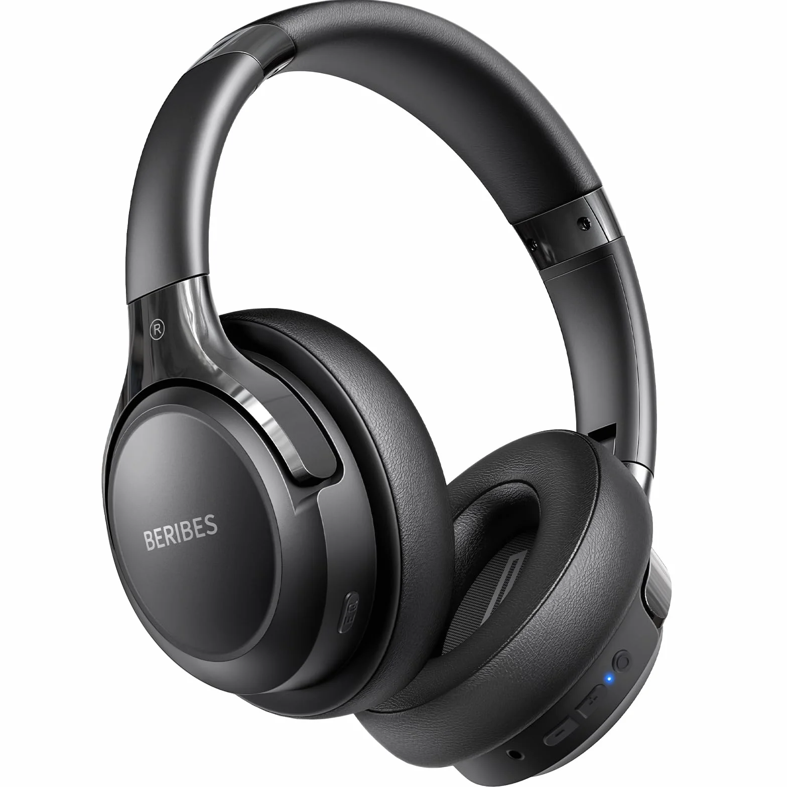 BERIBES Bluetooth Kopfhörer Over Ear, 65 Std Kopfhörer Kabellos Bluetooth mit 6 EQ-Modi, HiFi Stereo, Eingebautes Mikrofon, Faltbares Wireless Headphones für Handys/iPad/Laptops/PC -Schwarz