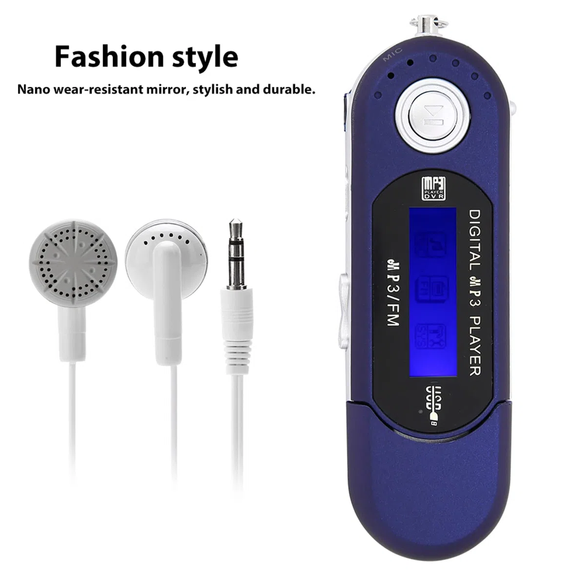 Digitaler MP3 Player, Tragbarer MP3-USB-Player mit LCD-Bildschirm und 32 GB Micro SD, FM-Radio, Sprachaufzeichnung, TF-Karte(Schwarz)