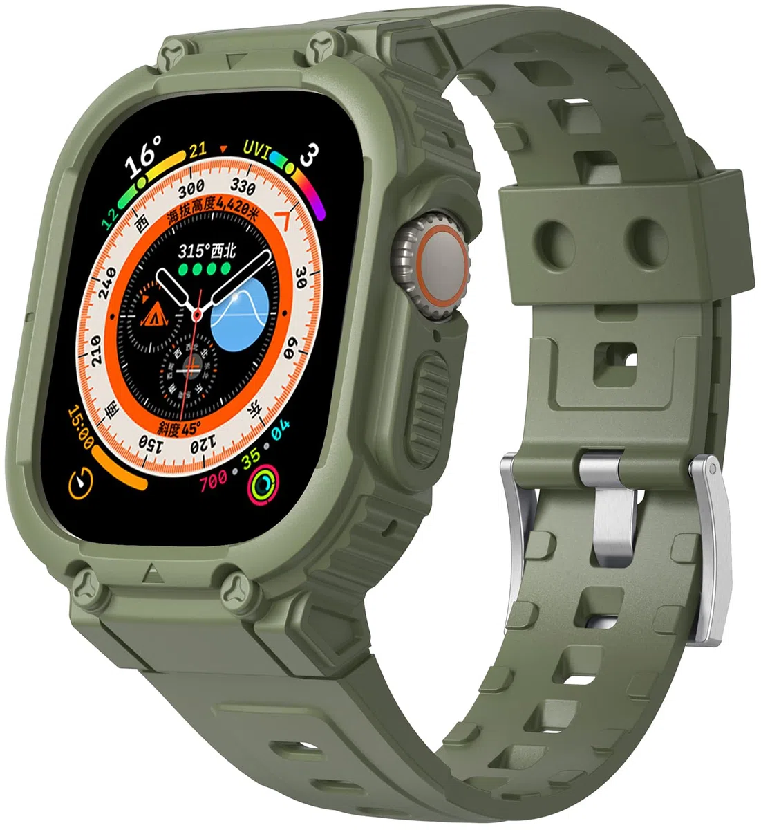 Kompatibel mit Apple Watch Ultra/Ultra 2 49mm Gehäuse mit Armband,Stoßfestes TPU-Sportarmband für iWatch Ultra 2/Ultra 49mm Armband für Damen und Herren